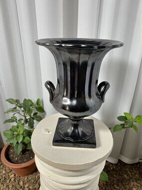 Vintage 1950s-60s Beswick England Porcelain Metallic Black Ribbed Vase
